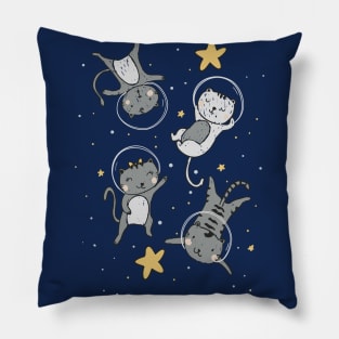 The Space Adventures Of Adorable Kitty Cats Pillow