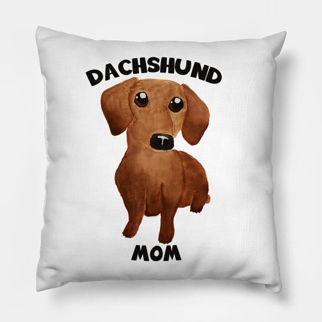 Watercolor cute dachshund puppy big eyes kawaii Pillow by WatercolorFun