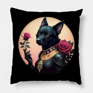 Black Dog Warrior Pillow