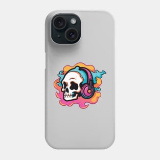 Music in My Bones. Colorful Skull Wearing Headphones. Creepin it real Phone Case