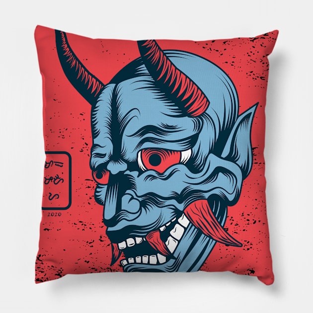 Hannya Floating Mask Pillow by nkta