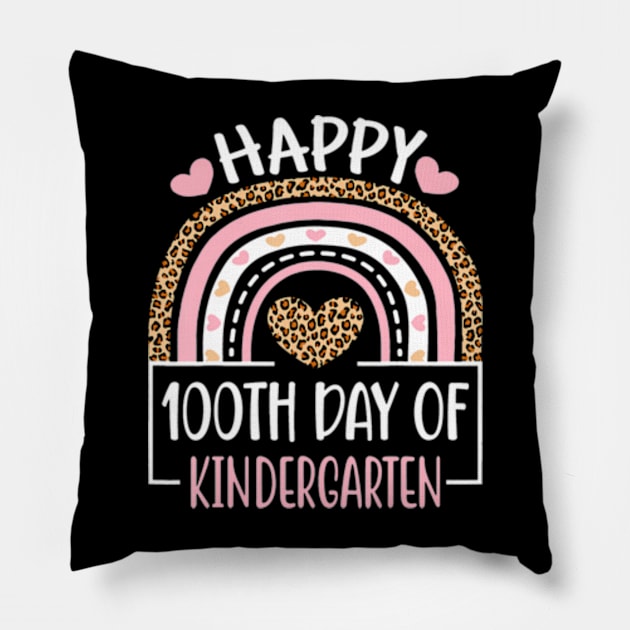 100th Day Of Kindergarten Funny 100 Days Of School Teacher Pillow by Cristian Torres