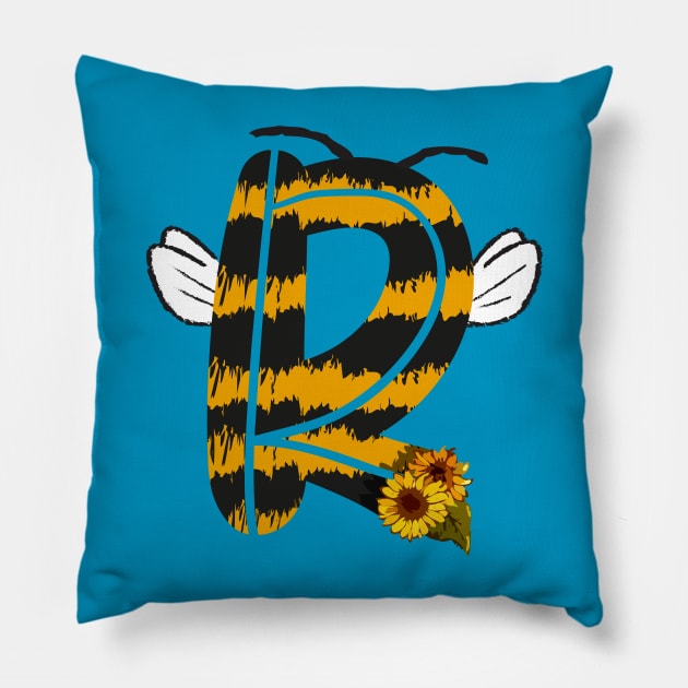 Bee Letter - R Pillow by Fusti