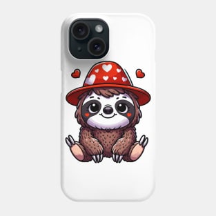 Cute Kawaii Valentine's Sloth with a Hearts Hat Phone Case