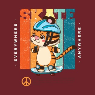 Skate everywhere cute cat T-Shirt