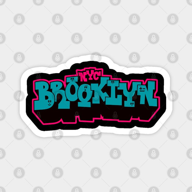 Brooklyn New York - Embrace the Urban Vibe with this colorful bold Graffiti Style design Magnet by Boogosh