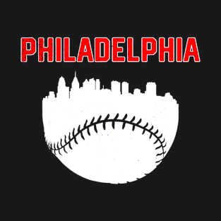 Philadelphia PA Cityscape Baseball T-Shirt