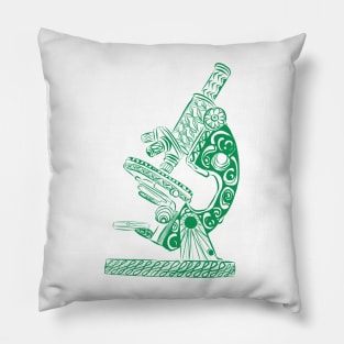 Scientific Microscope Line Drawing (Green) Pillow