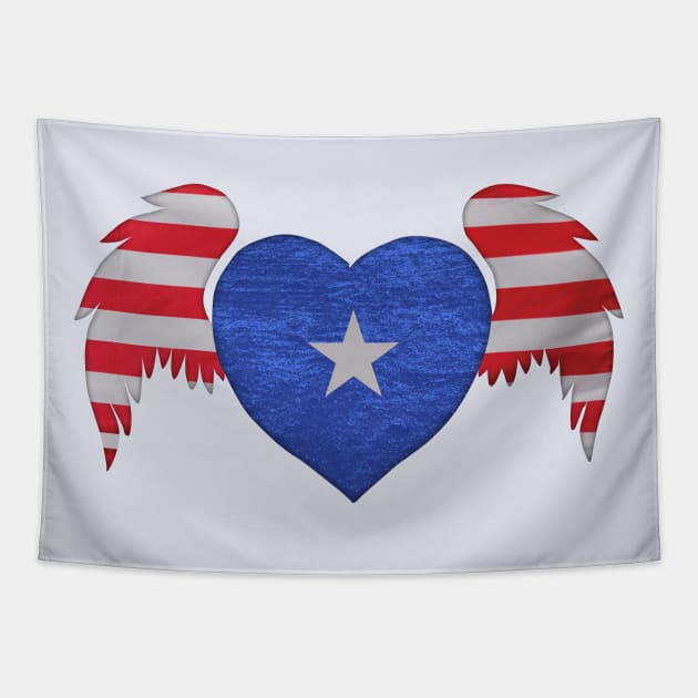 Winged American Heart Tapestry by ArtOnTheRun