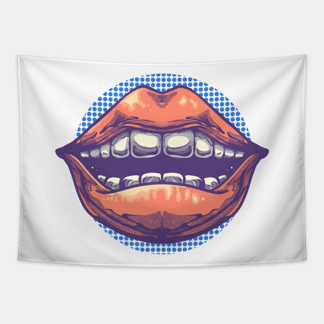 Lips Tapestry by phsycartwork