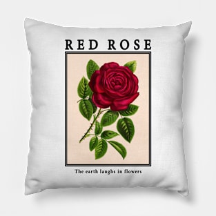 Red Rose - Vintage Postcard Pillow