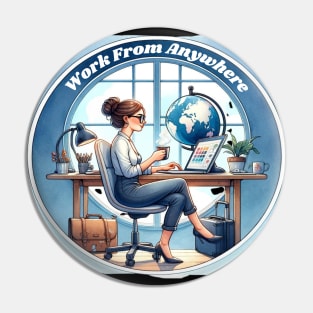 Work From Anywhere Woman Pin