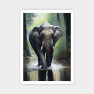 Asian Elephant Oil paint Magnet