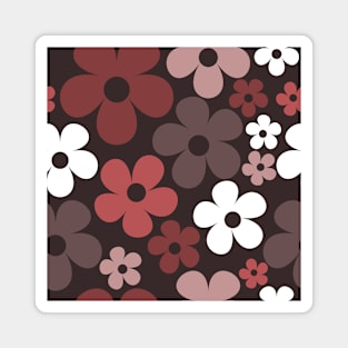 Hippie Floral Burgundy White Rose Seamless Pattern Magnet