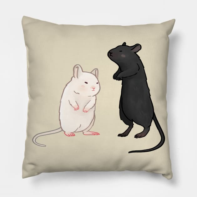 Cute black and white gerbil Pillow by ballooonfish