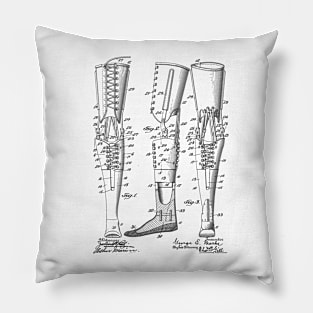 Artificial Leg Vintage Patent Hand Drawing Pillow