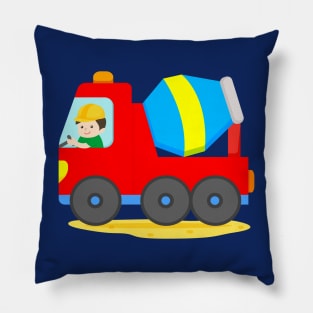 Concrete Truck Cement Mixer Construction Vehicle Boy Pillow