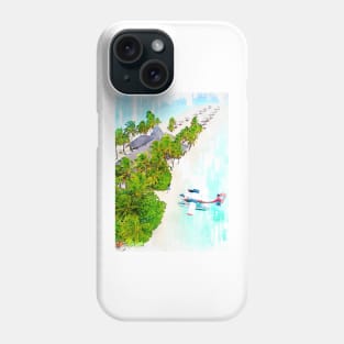 Sea Plane In Beautiful Maldives Beach Lagoon Hotel Phone Case