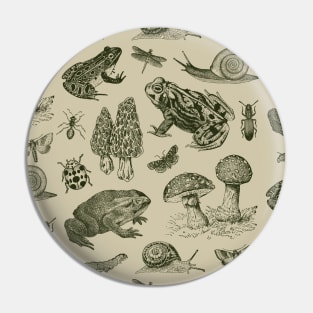 Natural Goblincore World: Frog, Mushroom, Snail, Moth, Insect Pin