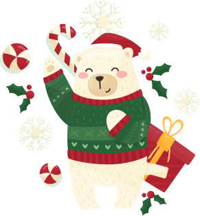 Happy Christmas Polar Bear Magnet