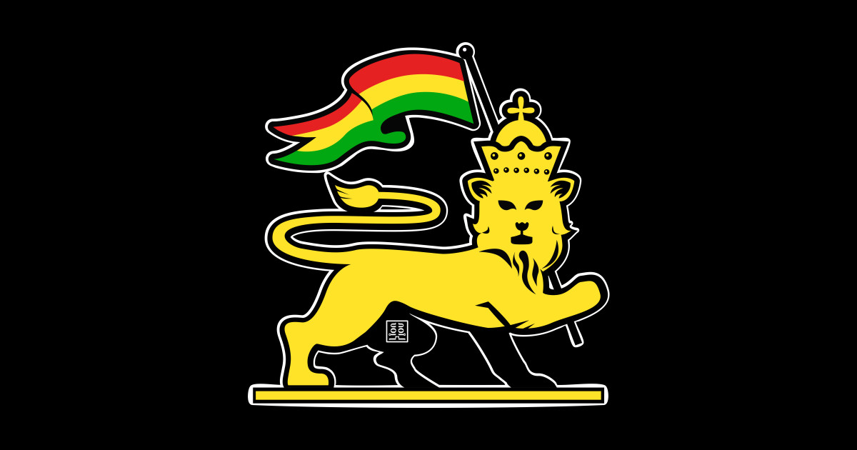 Lion Of Judah Rasta Emblem With Flag - Lion - Sticker | TeePublic