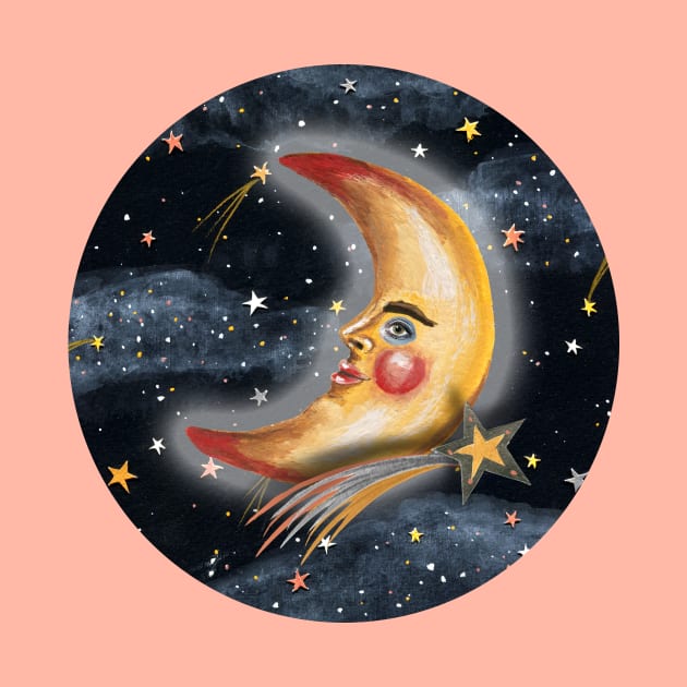 Crescent Moon Man with Shooting Stars by KayleighRadcliffe