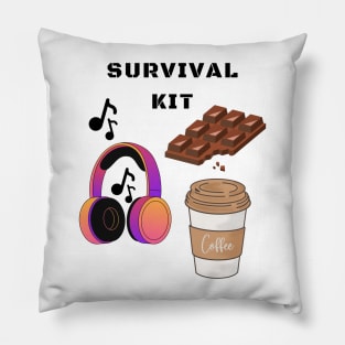 Survival Kit: music, chocolate, coffee Pillow