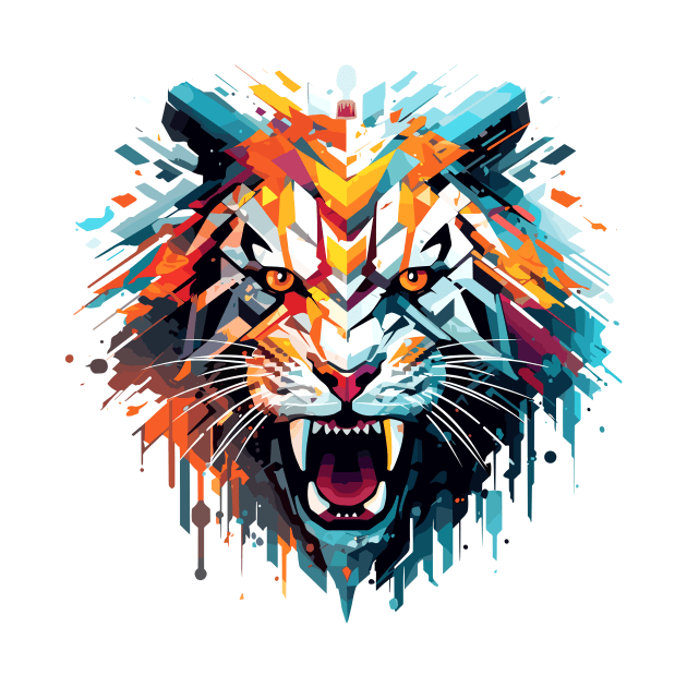 Tiger Animal Freedom World Wildlife Wonder Abstract by Cubebox