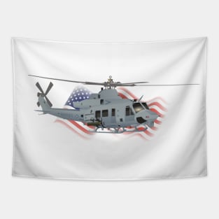 Patriotic UH-1Y Venom Helicopter Tapestry