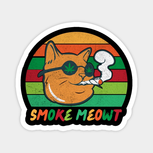 Retro Smoke Meowt Cat Meow Marijuana Magnet by The WYLD Tribe