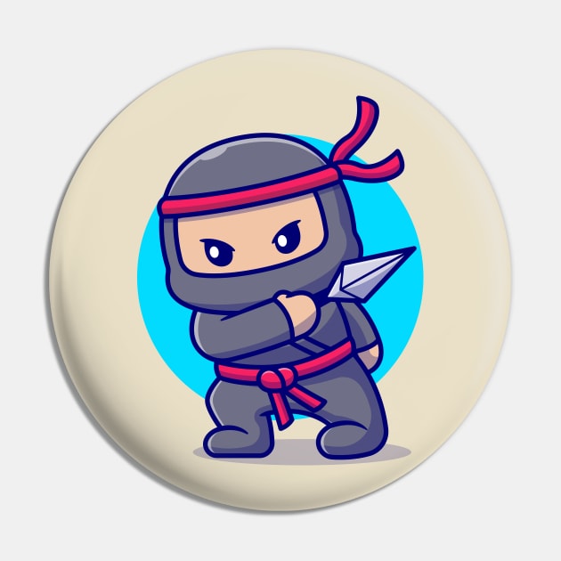 Cute Ninja With Kunai Cartoon Pin by Catalyst Labs