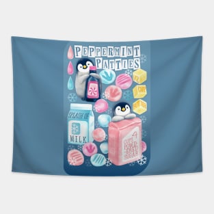 Penguins Peppermint Patties Tapestry