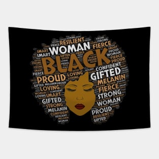 Words in Afro Art Brown Letters Black Women Tapestry