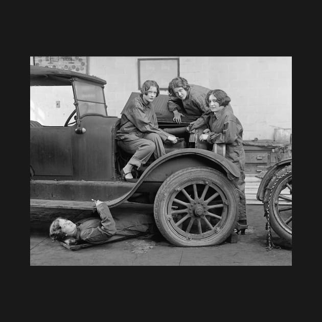 Young Lady Auto Mechanics, 1927. Vintage Photo by historyphoto