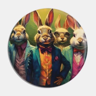 The Dapper Hares: Stylish Rabbits Ready for a Night on the Town Pin