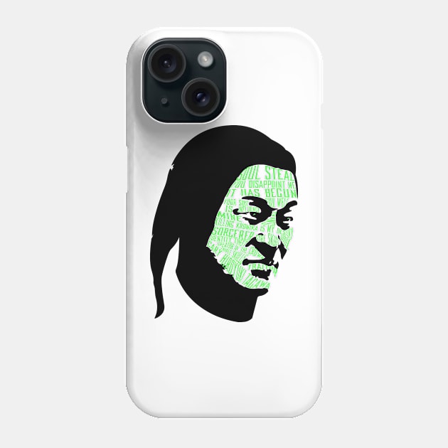 Shang Tsung text portrait Phone Case by Jawes