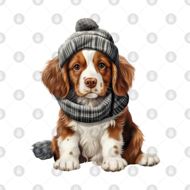 Winter Brittany Dog by Chromatic Fusion Studio