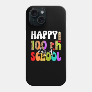 Cute 100th Day Of School 100 Days Leopard Rainbow Boys Girls Phone Case