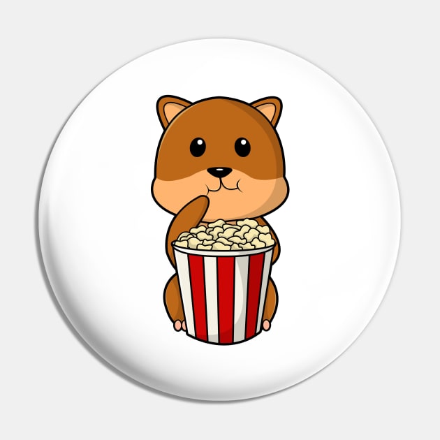 Hamster with Cone of Popcorn Pin by Markus Schnabel