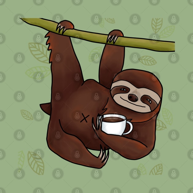 Sloth with coffee by MoggyCatDesigns