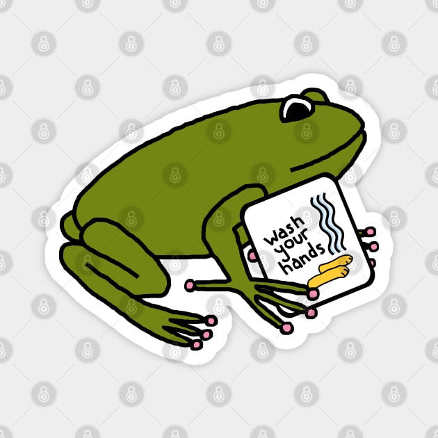 Cute Frog Says Wash Your Hands Magnet by ellenhenryart