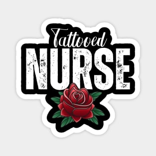 Tattooed Nurse with Red Rose Magnet