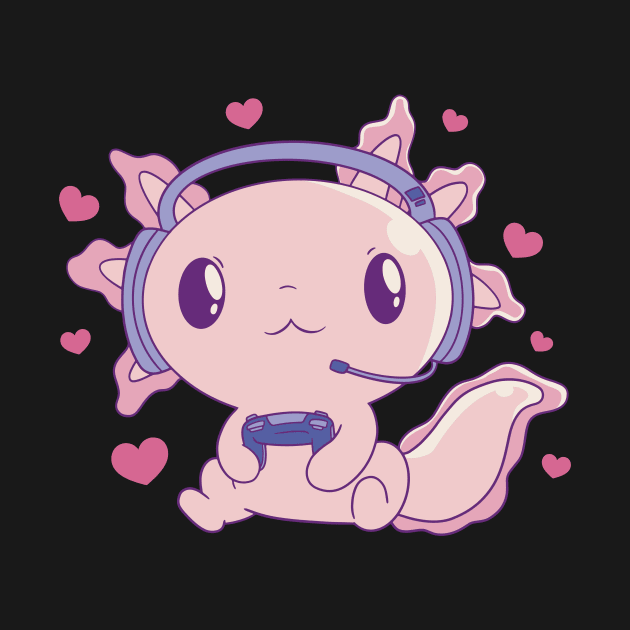 Gaming with Heart: The Lovely Gamer Axolotl by positivedesigners