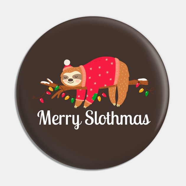 Merry Slothmas Christmas Sloth Pin by Illustradise