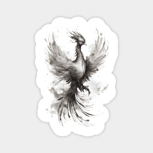 Phoenix bird japanese ink drawing Magnet