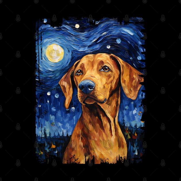 Redbone Coonhound Dog Starry Night Painting Dog Mom Dad by Zolman Cardle