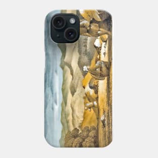 Blue sky with mountains and farmers Phone Case