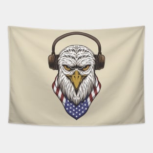 eagle headphone USA flag Tapestry