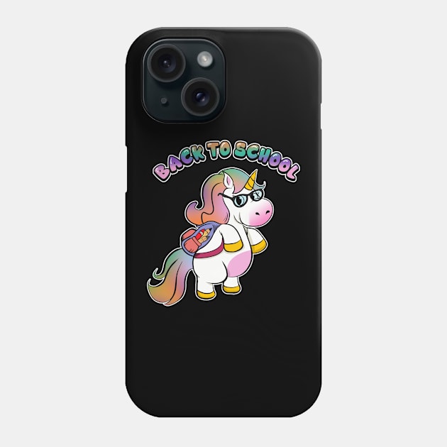 Cute Back To School Unicorn Student with Backpack Phone Case by theperfectpresents