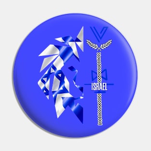 Half head of a Viking lion - Israel flag Pin